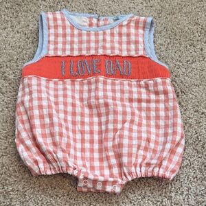 Orange and  White Smocked Baby Romper